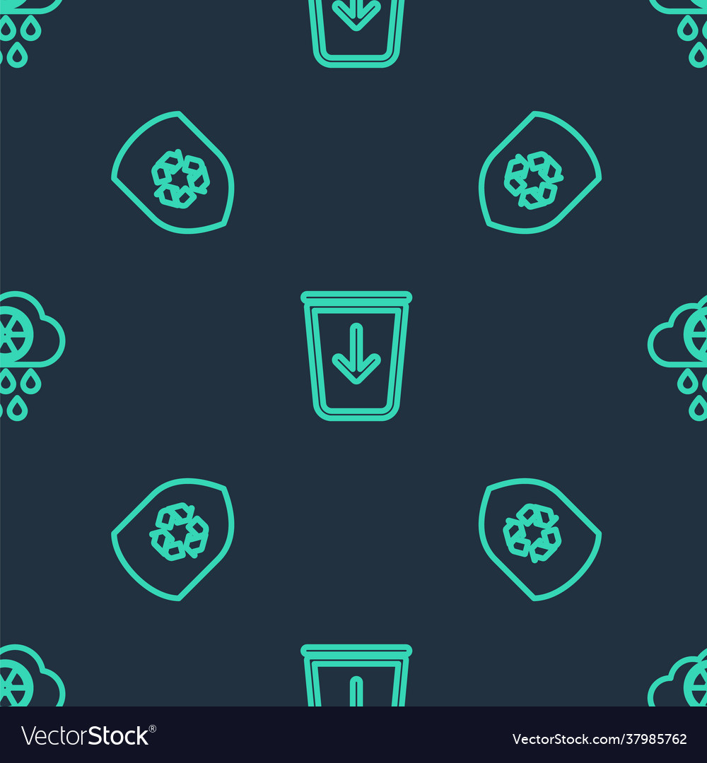 Set line send to trash recycle inside shield Vector Image Set line send to trash recycle inside shield