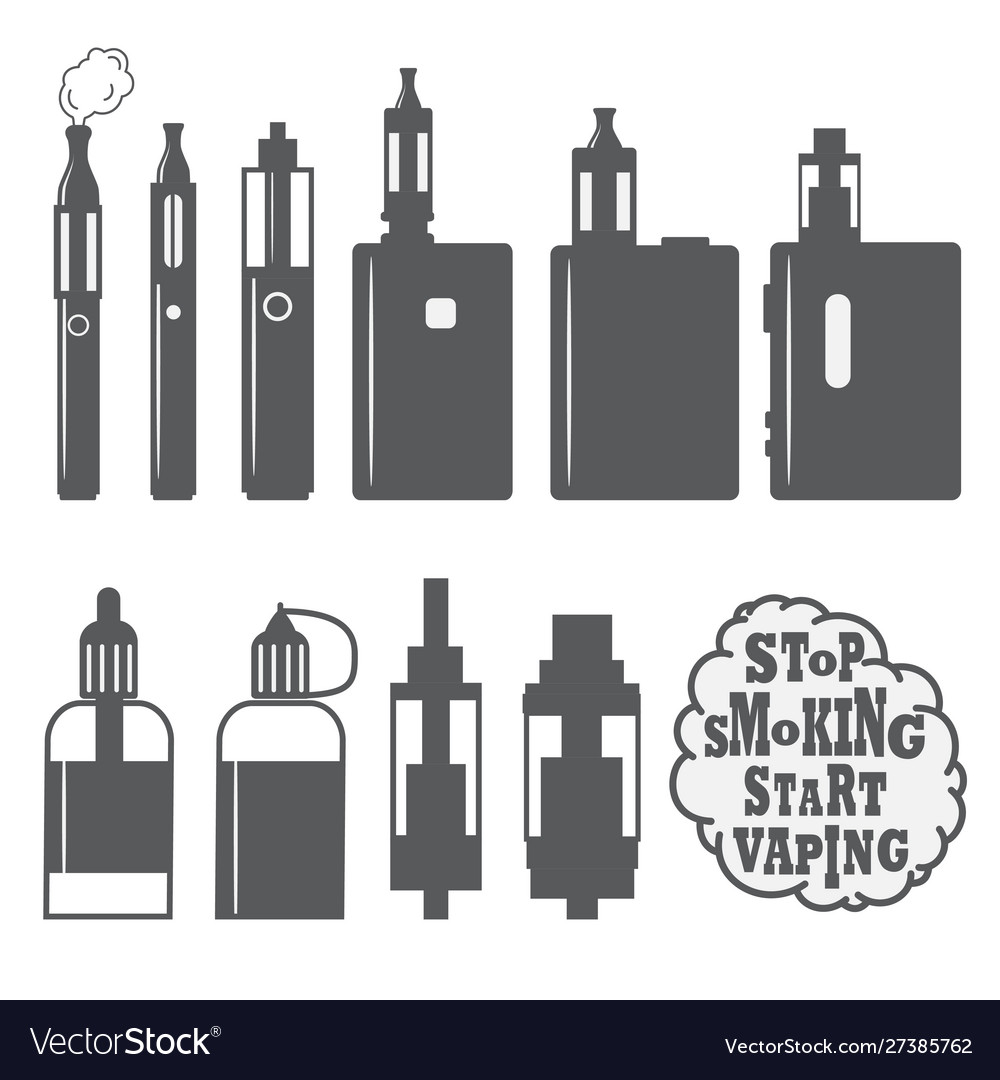 Set vaping objects icons elements Royalty Free Vector Image