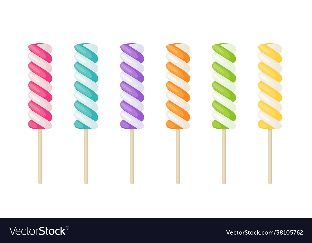 Spiral marshmallow on stick swirl candy Royalty Free Vector