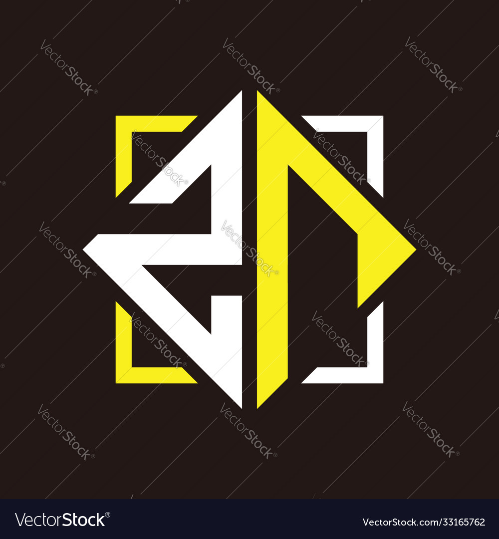 Z n initials quadrangle monogram with square