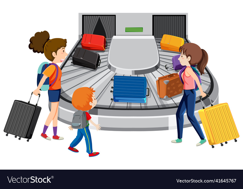 Arrival passengers waiting for their luggages Vector Image Arrival passengers waiting for their luggages