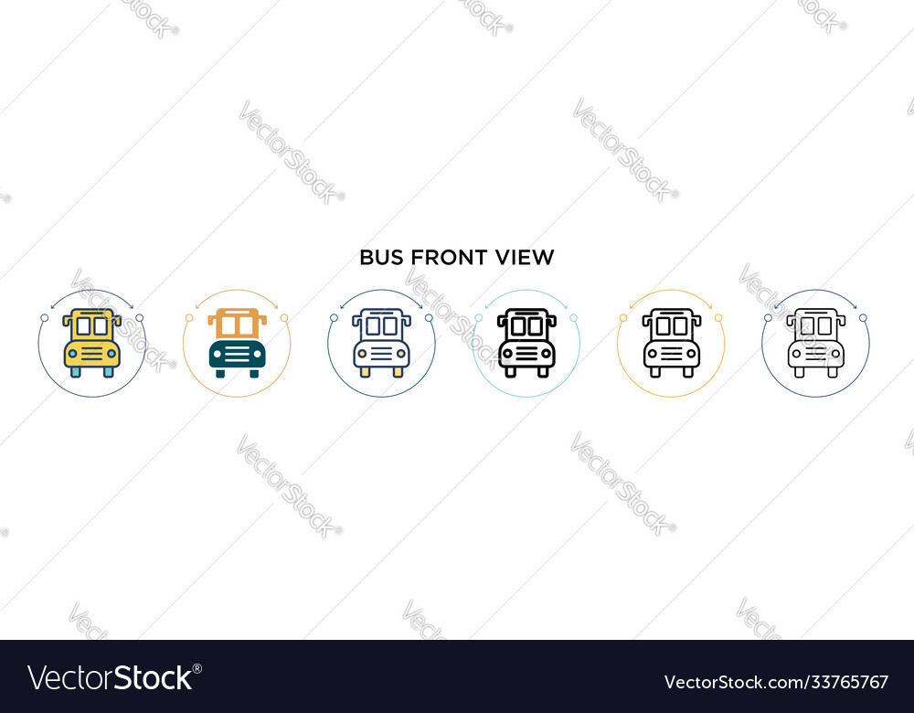 Bus front view icon in filled thin line outline