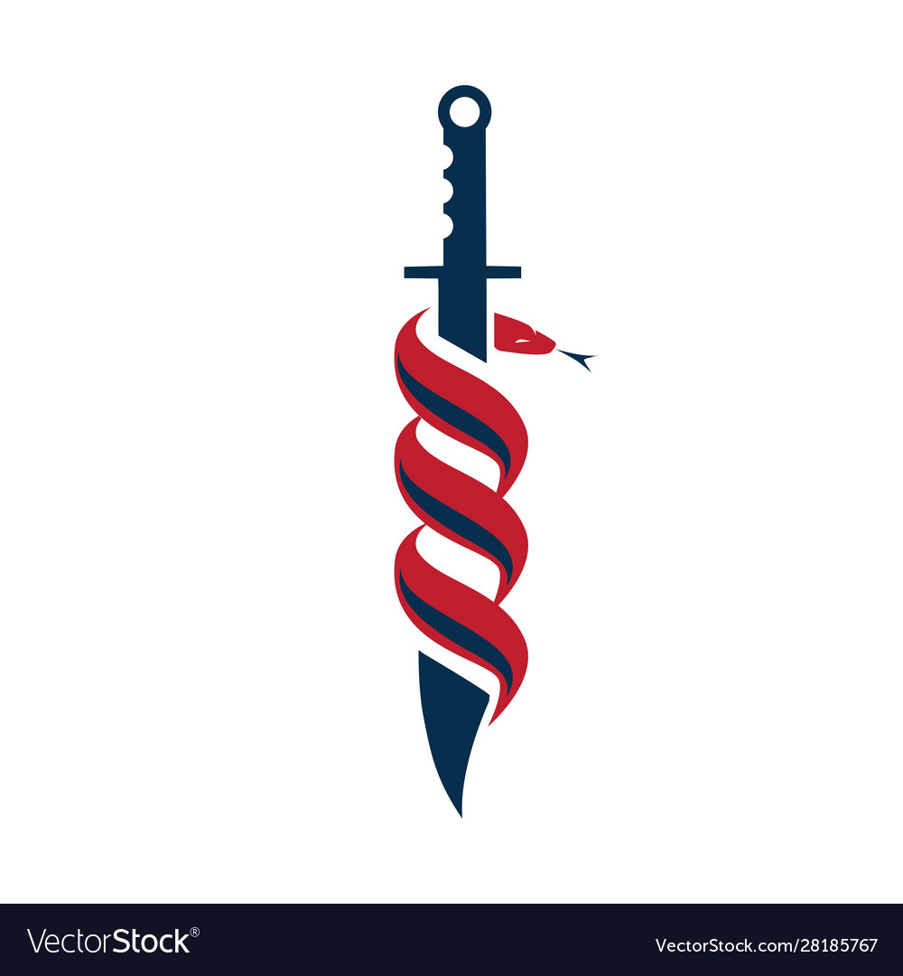 Combat knife and snake logo Royalty Free Vector Image