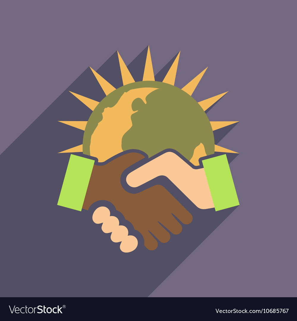 Flat web icon with long shadow handshake