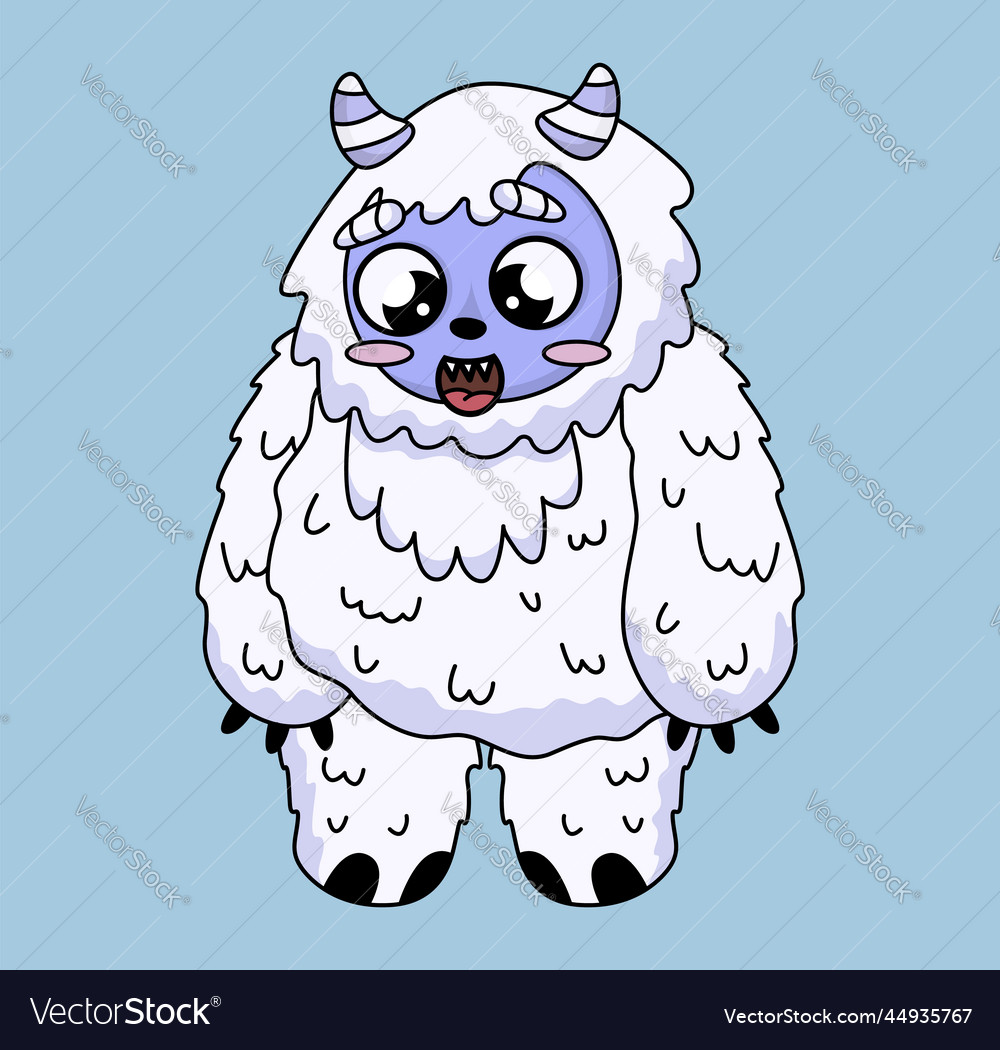 Funny cartoon sasquatch yeti bigfoot cute smiling Vector Image