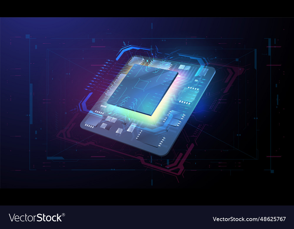 Futuristic microchip processor quantum computer