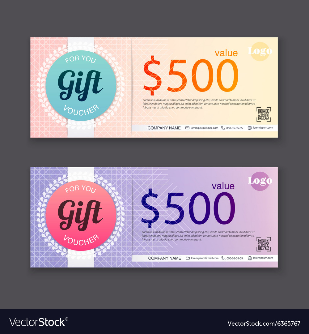 Gift voucher template with colorful pattern Vector Image