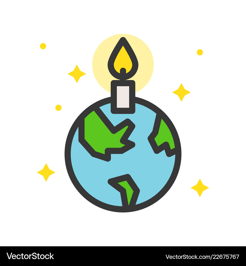 Globe or earth icon with candle filled Vector Image