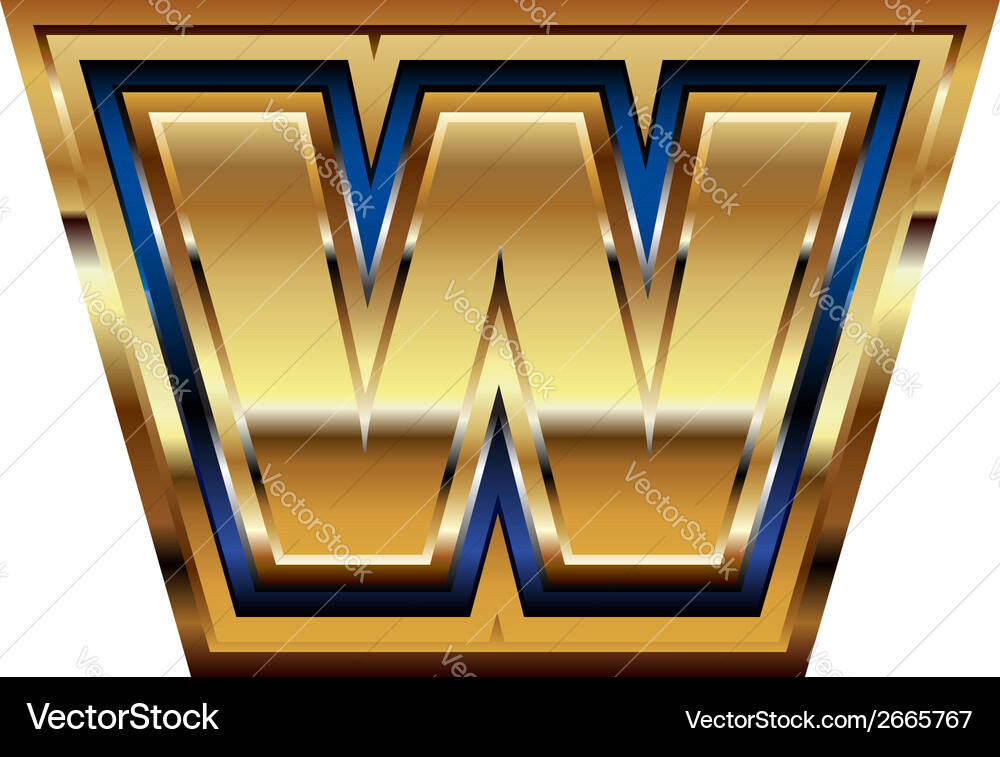 Golden font letter w Royalty Free Vector Image