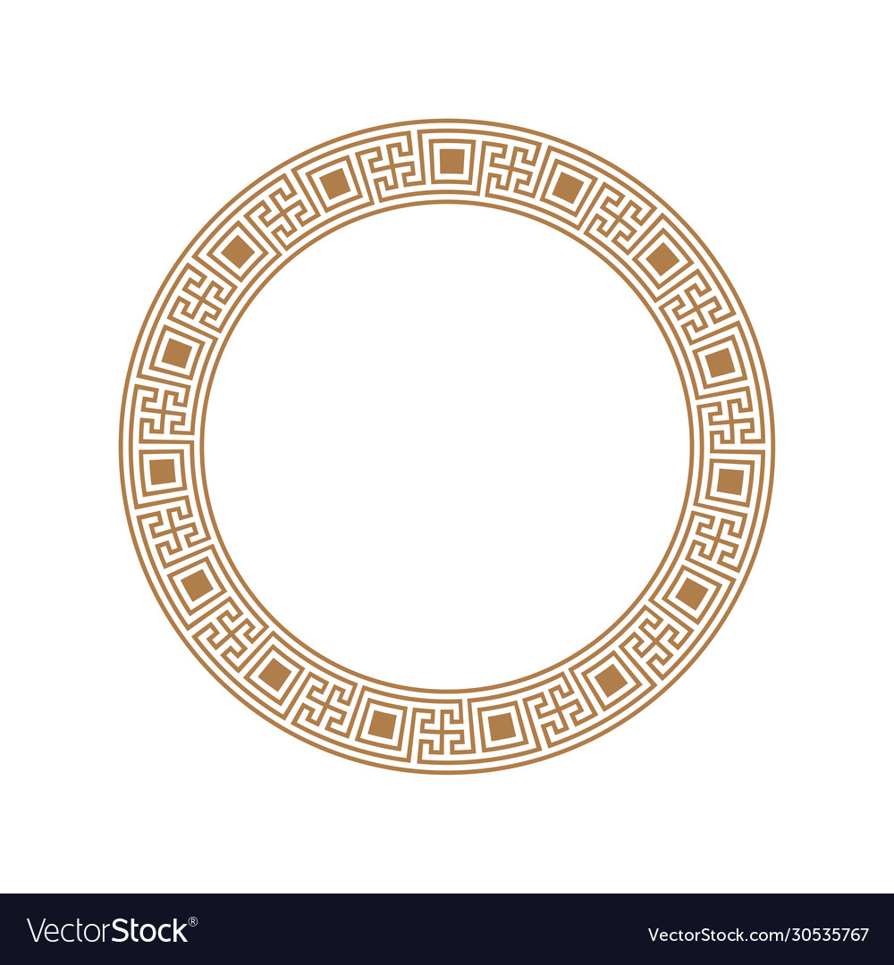 Greek key round frame border Royalty Free Vector Image