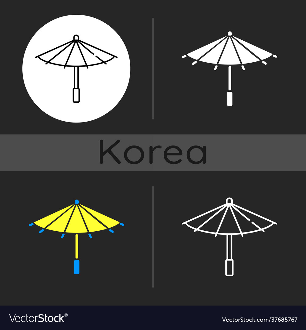 Korean umbrella dark theme icon Royalty Free Vector Image