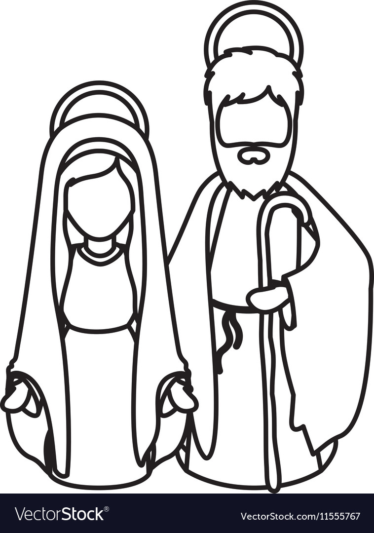 Mary and joseph cartoon of holy night design Vector Image