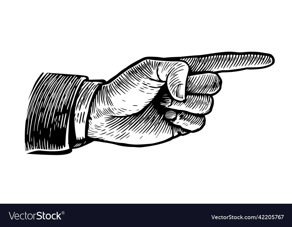 Pointing male hand forefinger directs Royalty Free Vector