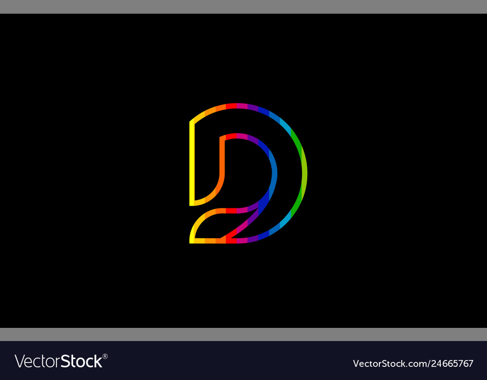 Rainbow color colored colorful alphabet letter d