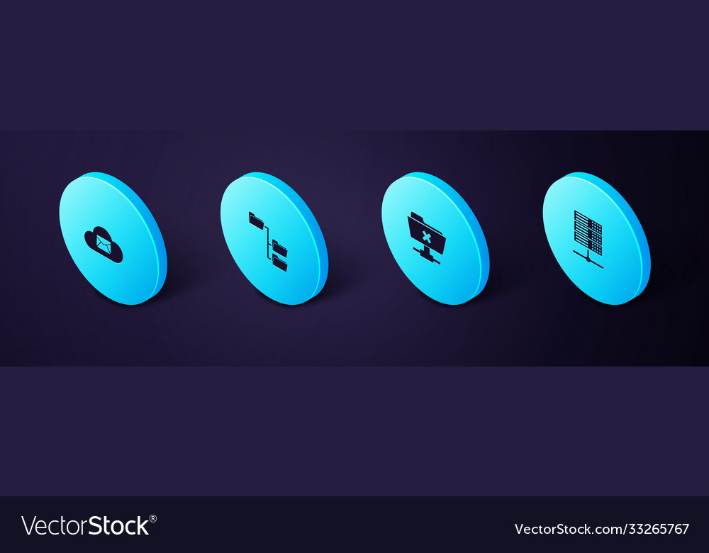 Set isometric server data web hosting ftp vector image Set isometric server data web hosting ftp