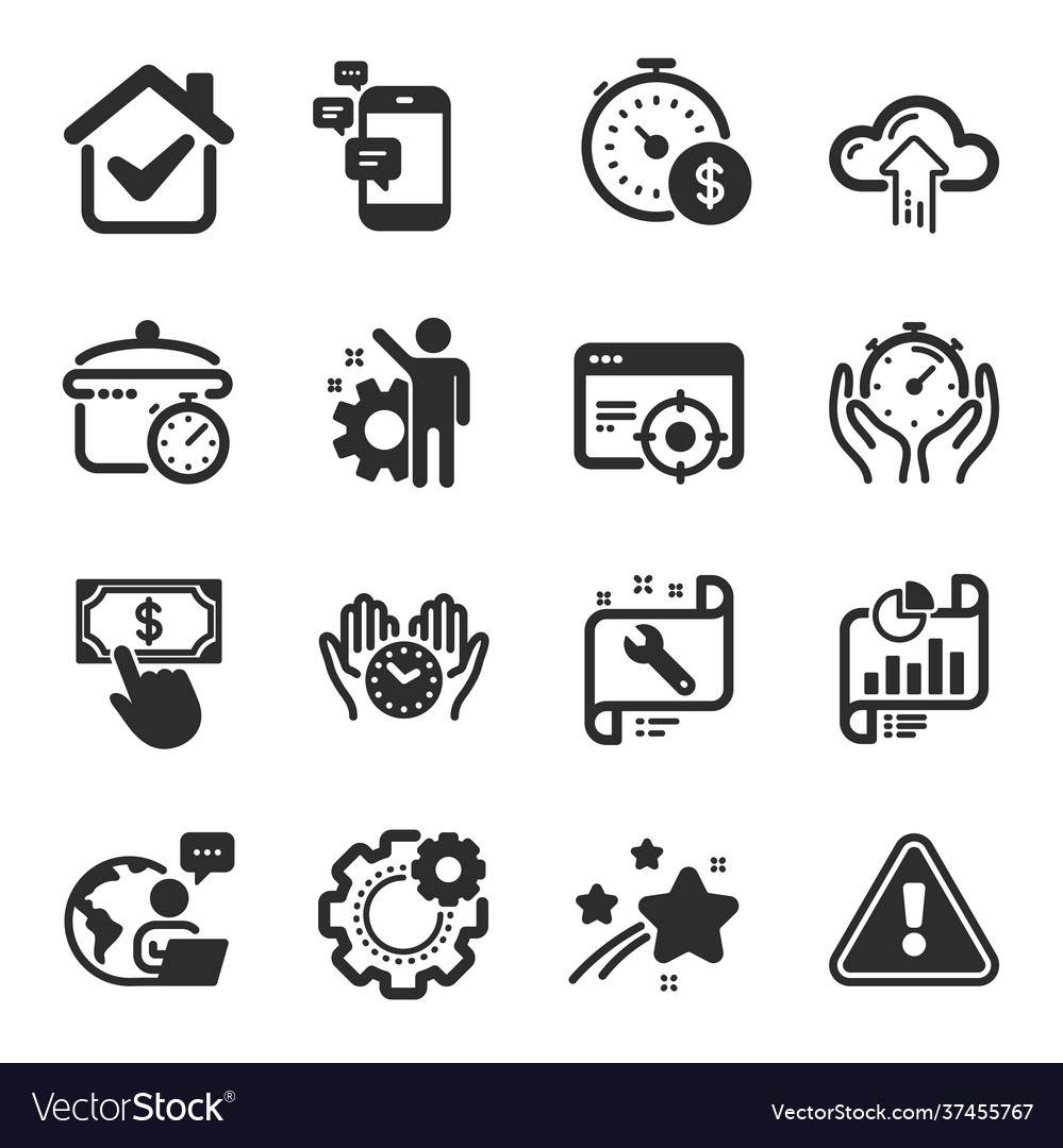 Set technology icons such as report document vector image Set technology icons such as report document