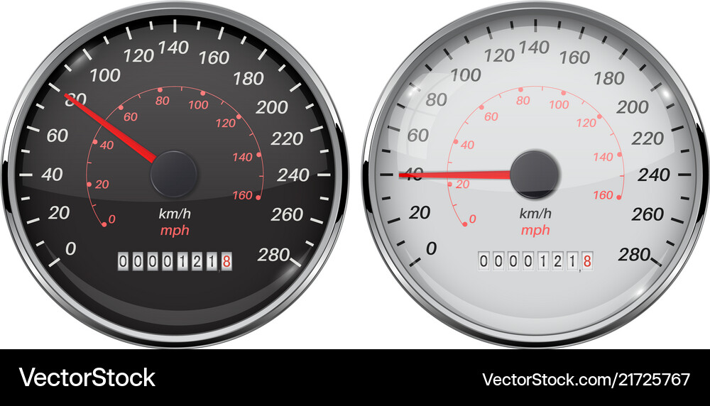 Speedometer set kilometers and miles black and Vector Image