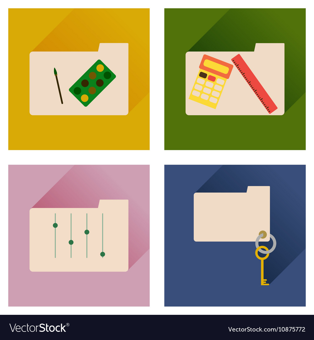 Concept of flat icons with long shadow folder