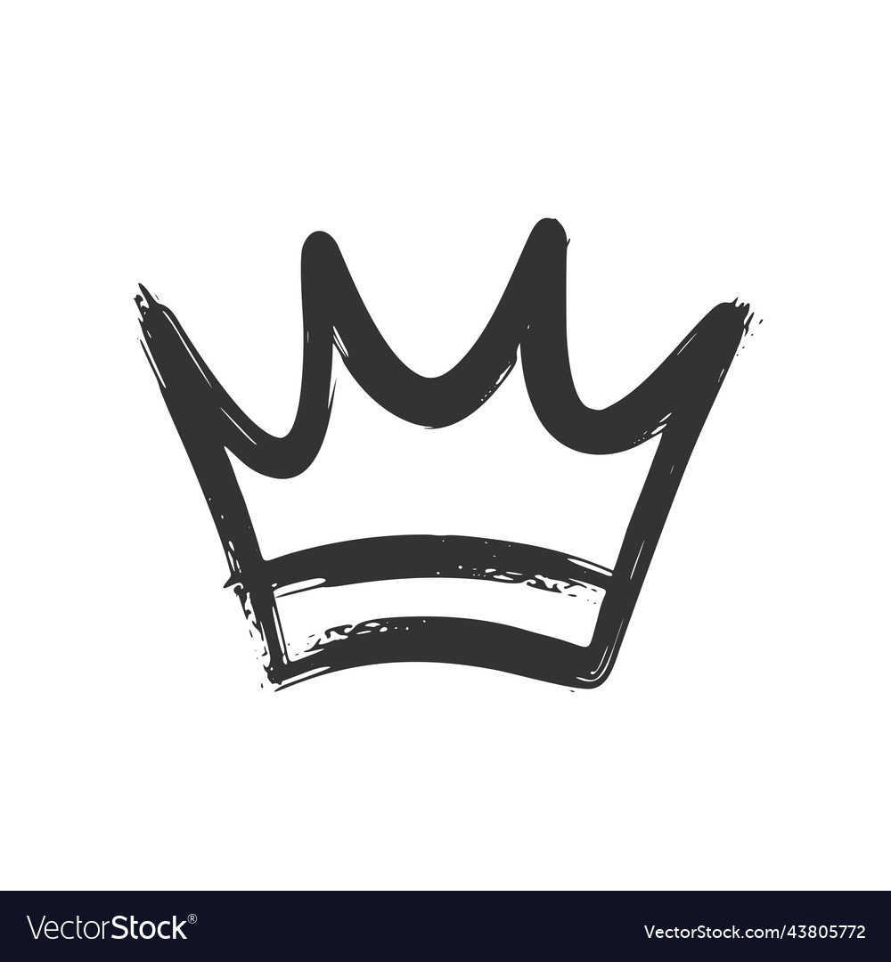 Crown icon in brush stroke texture paint style Vector Image