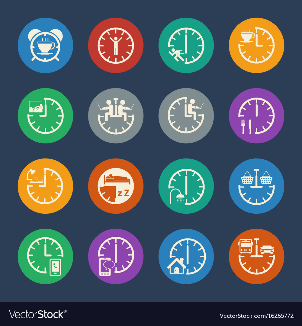 Daily routine business icons set for internet