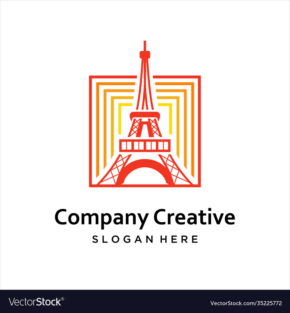 Eiffel Tower Icon Logo Trendy Royalty Free Vector Image