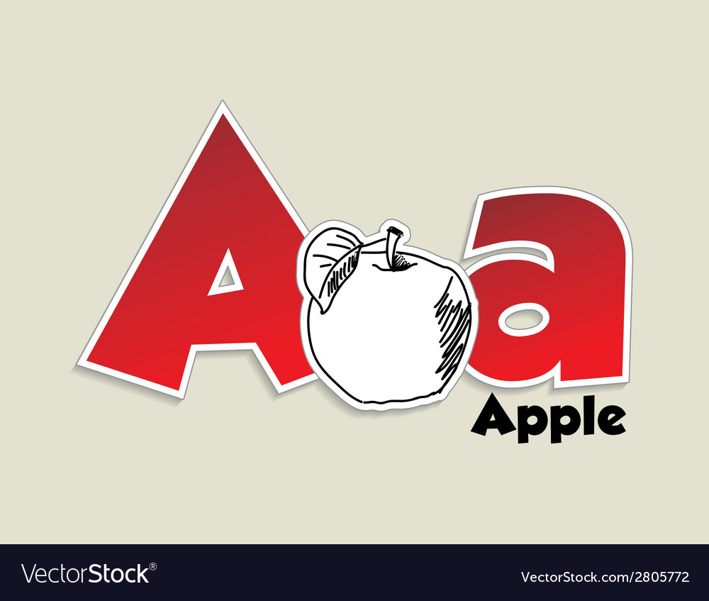 Fruits And Vegetables Alphabet - Letter A Vector Image