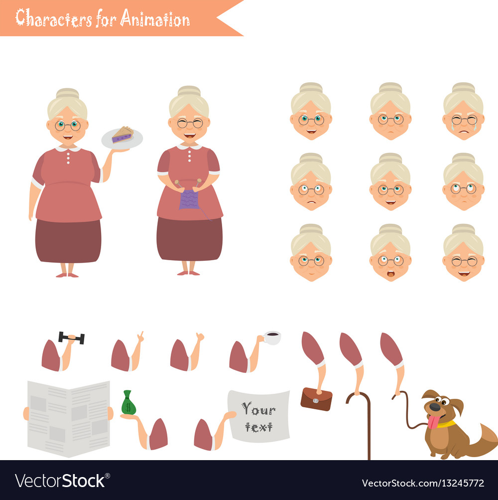 Lustige Großmutter Hausfrau Karikatur