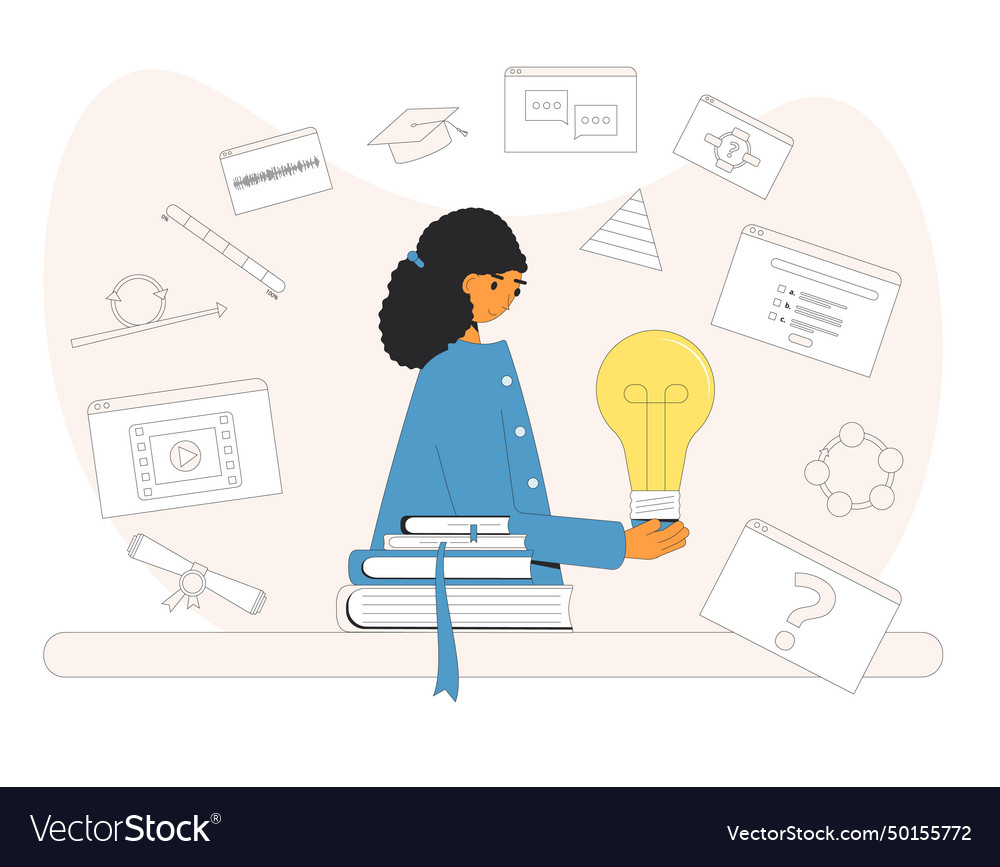 Instructional designer creating curricula vector image Instructional designer creating curricula