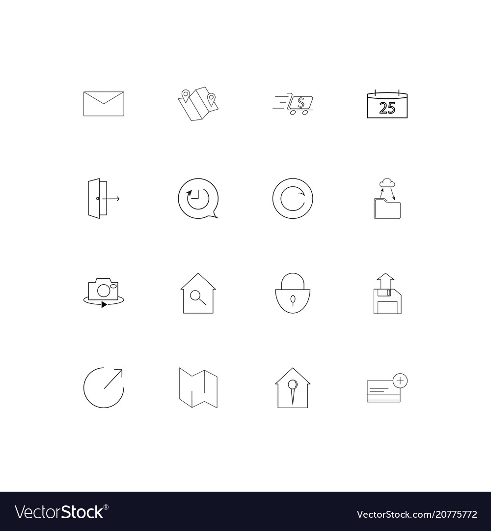 Interface linear thin icons set outlined simple