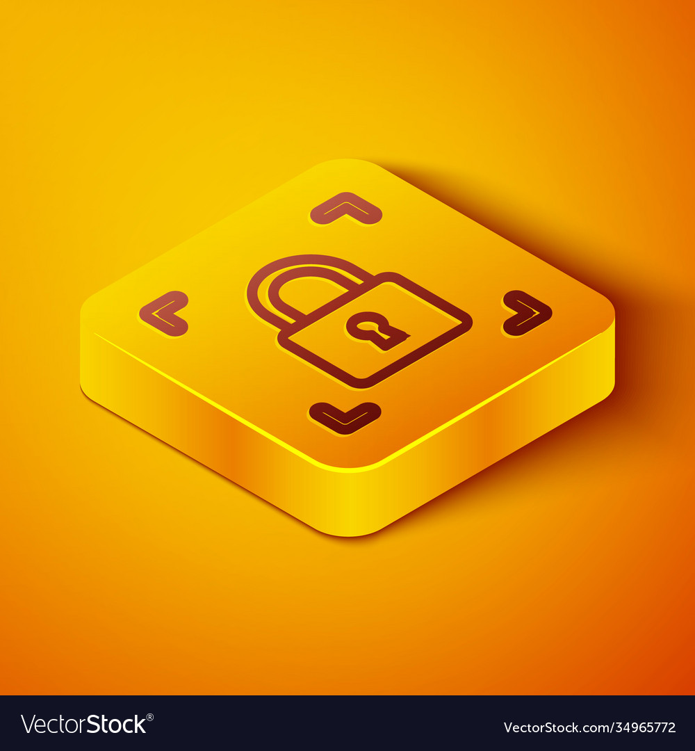 Isometric line fingerprint with lock icon isolated vector image Isometric line fingerprint with lock icon isolated