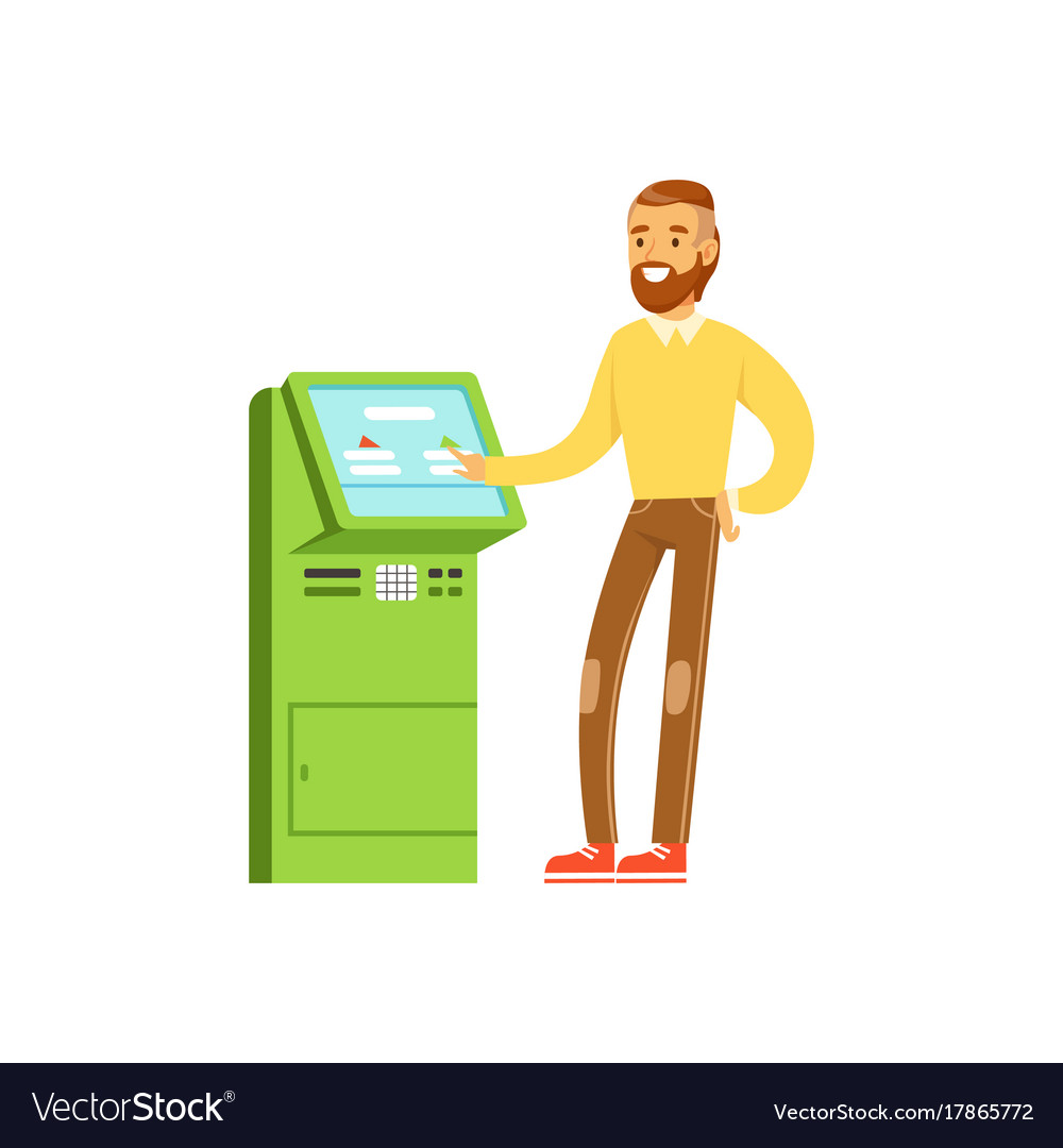 Man Using Self-Service Payment Terminal
