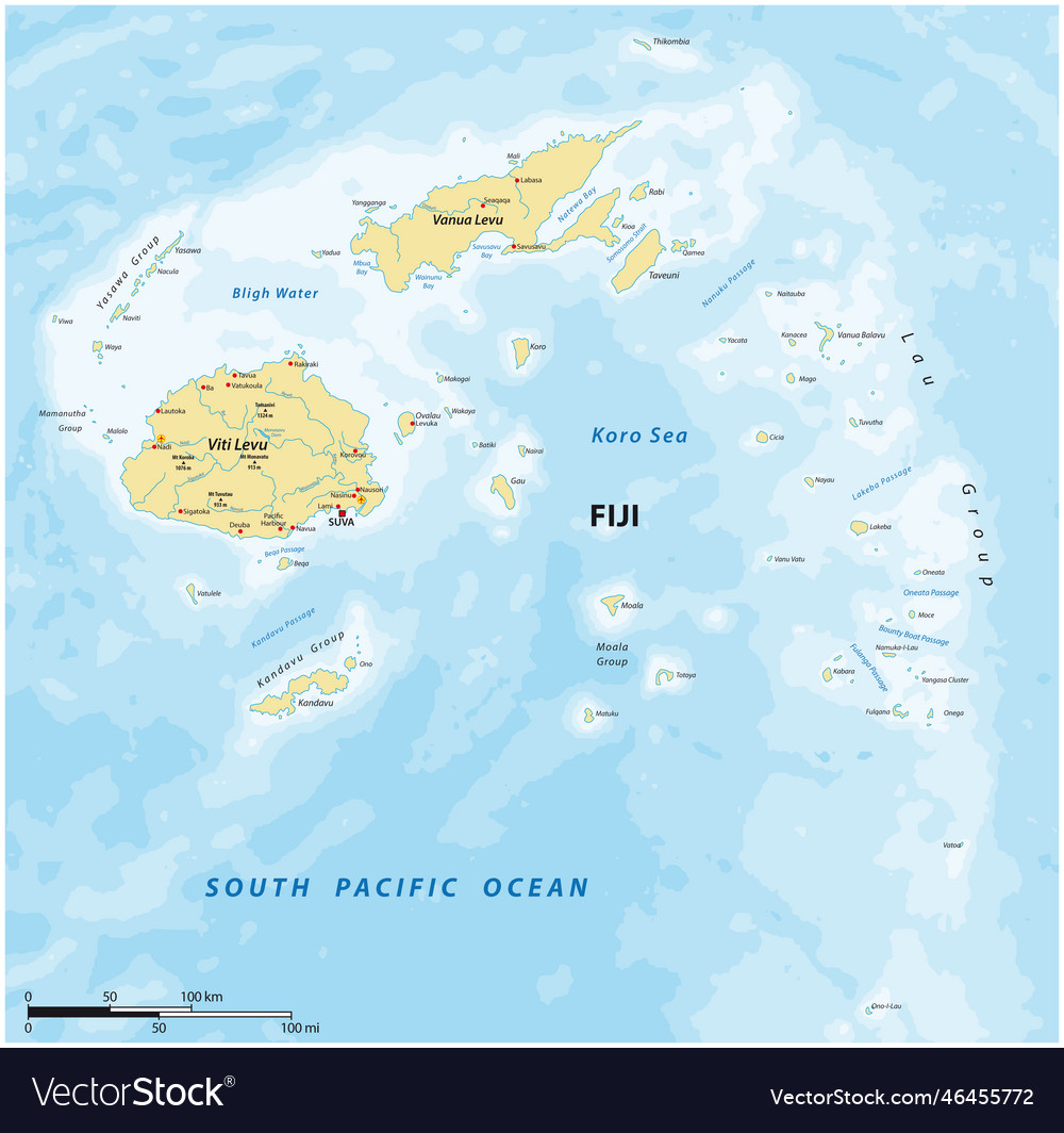 Map of the south pacific island state republic Vector Image