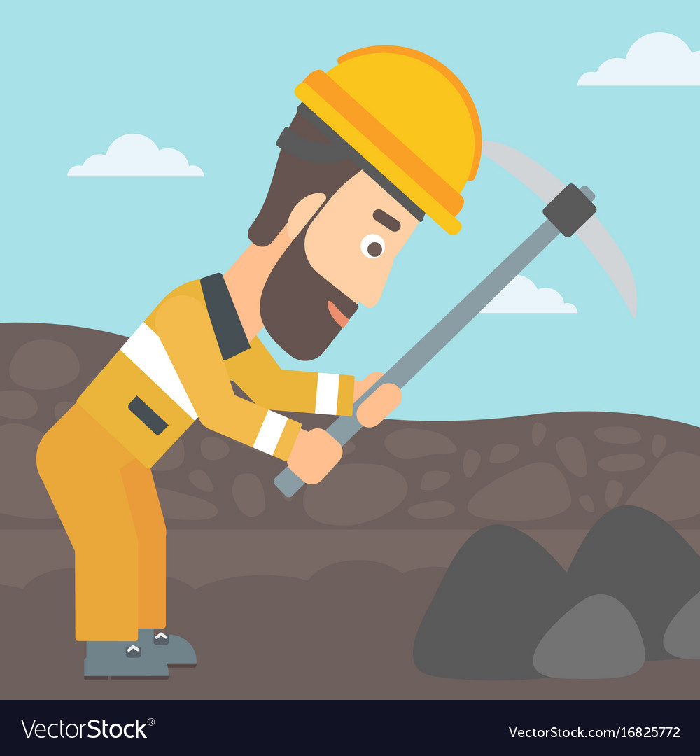 Miner working with pick