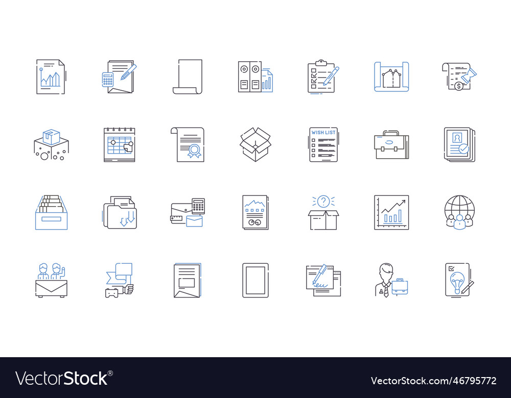 Note taking line icons collection jotting vector image Note taking line icons collection jotting