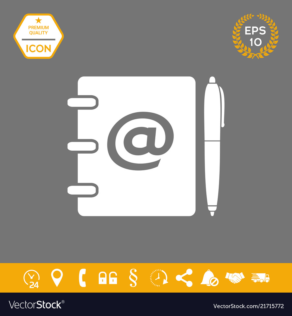 Notebook address phone book with email symbol vector image Notebook address phone book with email symbol