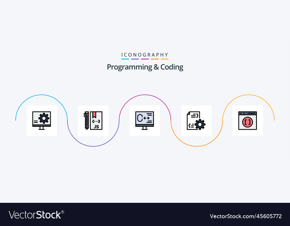 Programmierung und Kodierung Linie gefüllt flach 5 Icon