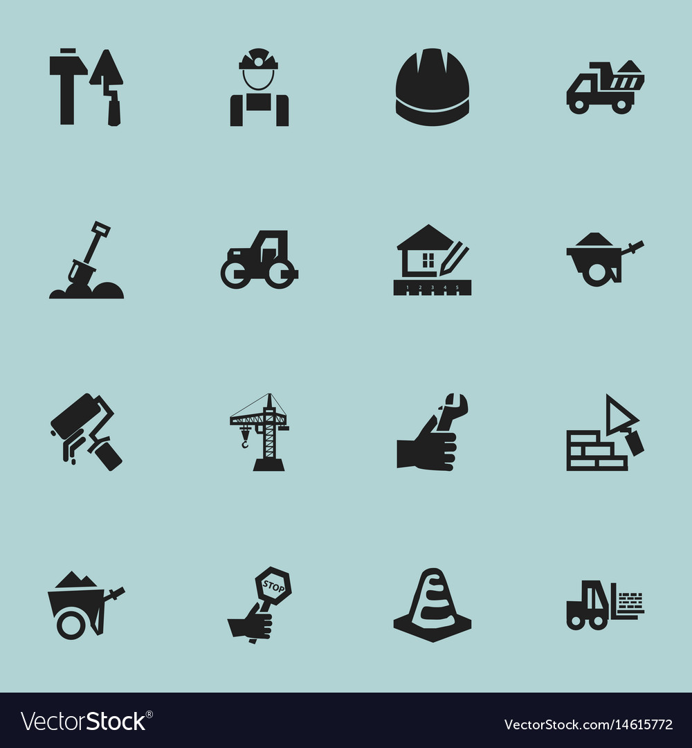 Set of 16 editable structure icons includes