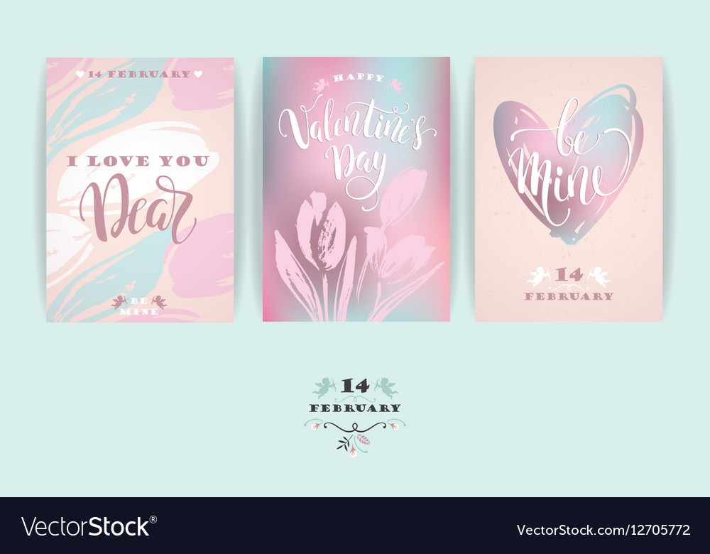 Set of happy valentines day cards