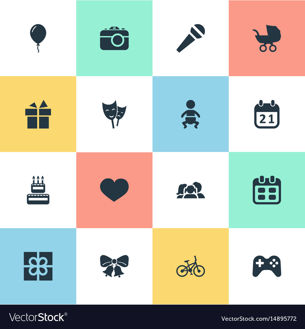 Set of simple birthday icons