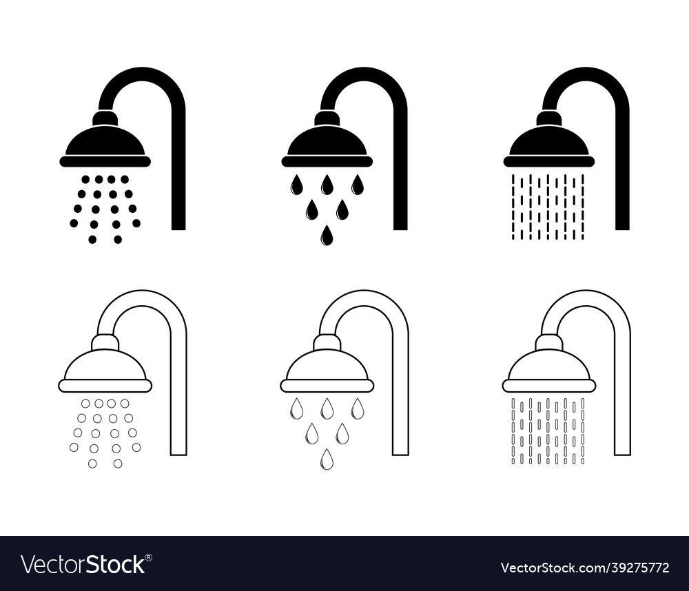 Shower icon bathroom symbol with water spray Vector Image