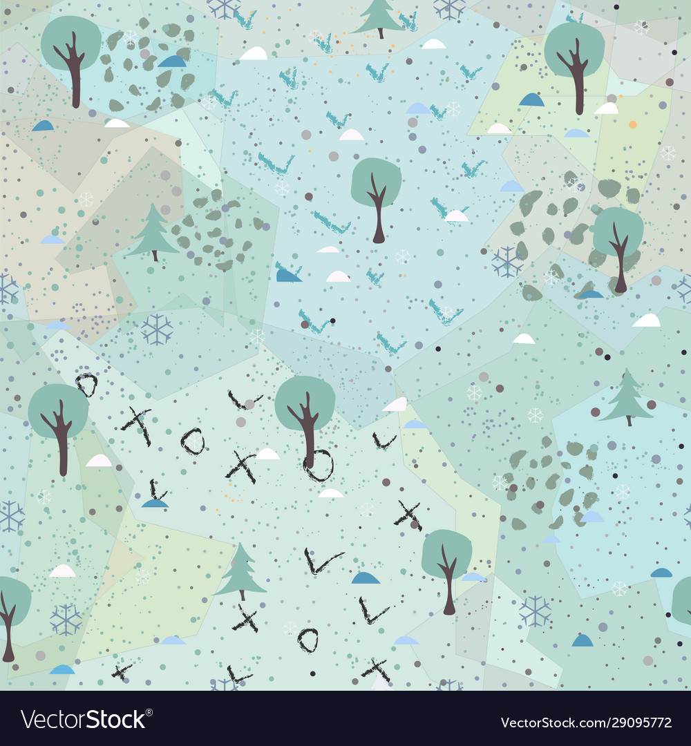 Tree seamless pattern on red background with dots