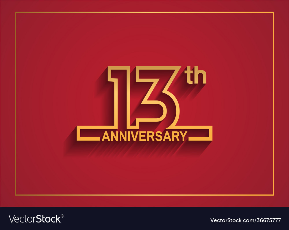 13 anniversary design with simple line style