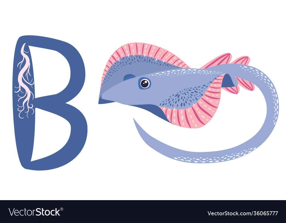 Abc kids blue spotted sea animal cartoon vector image Abc kids blue spotted sea animal cartoon