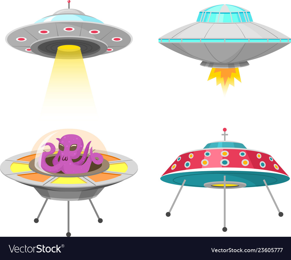 Alien Spaceships Set Of Ufo Unidentified Flying Vector Image