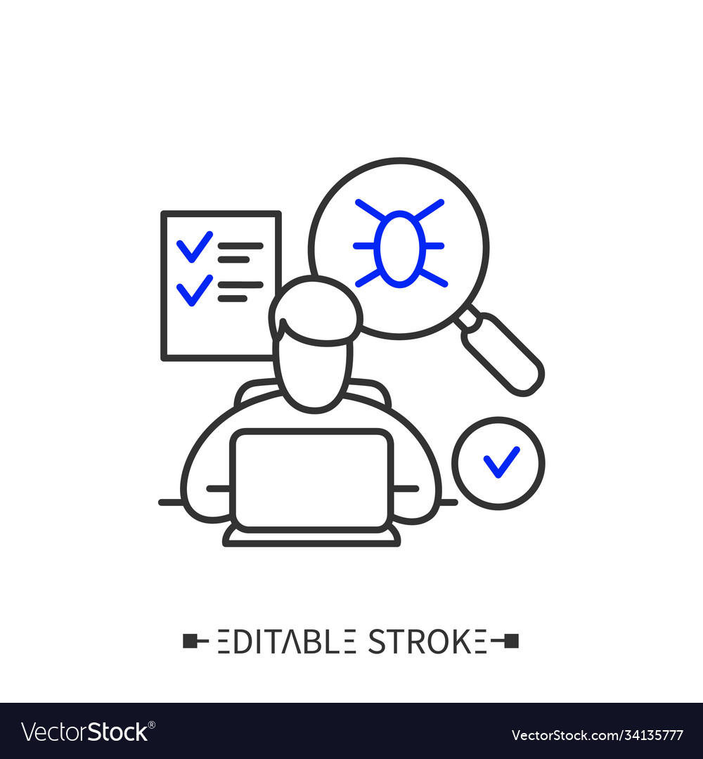 App testing line icon editable vector image App testing line icon editable