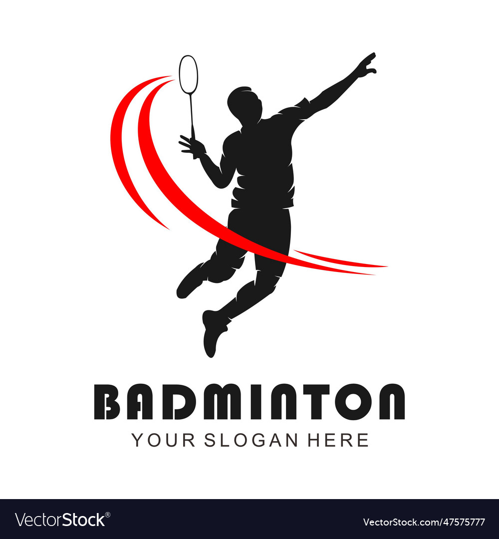 Badminton player flat style logo Royalty Free Vector Image