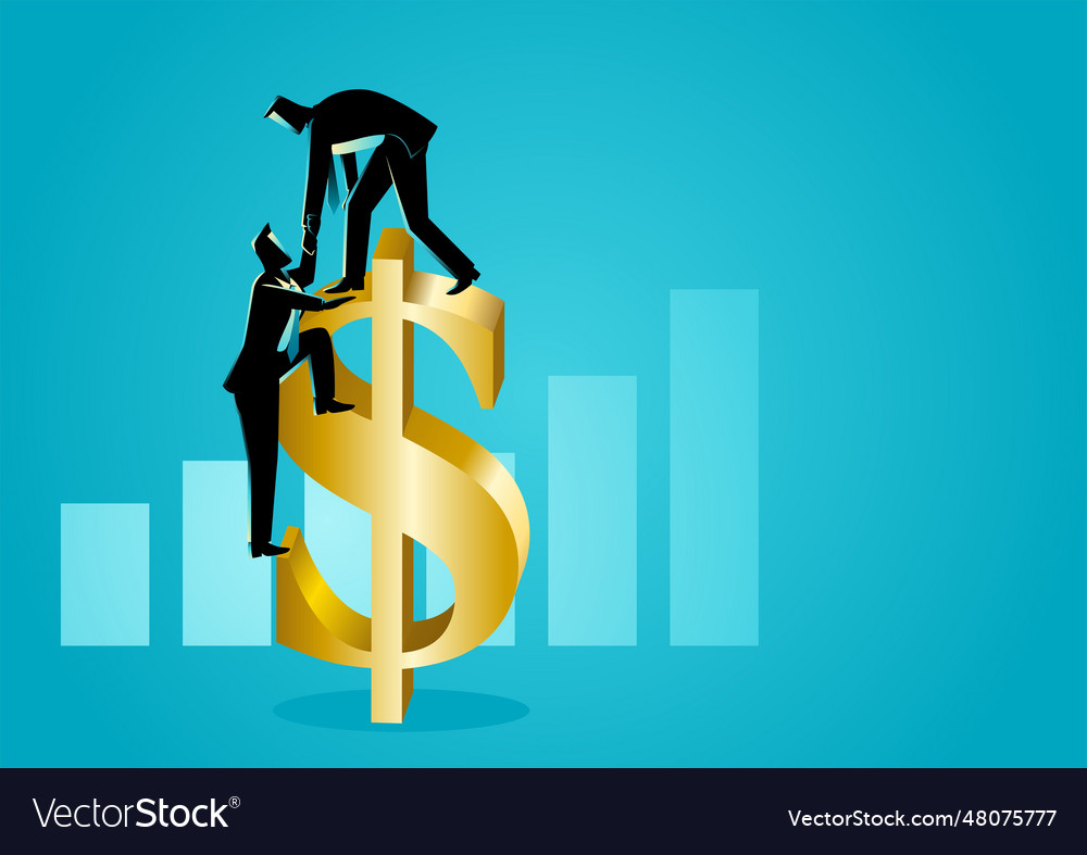 Businessman helps other to climb