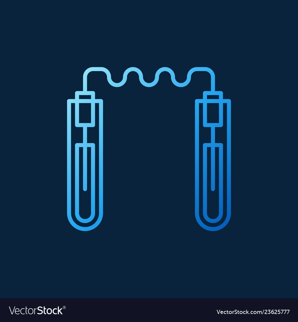 Connected test tubes outline blue icon