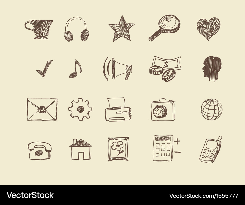 Drawn web icons Royalty Free Vector Image - VectorStock
