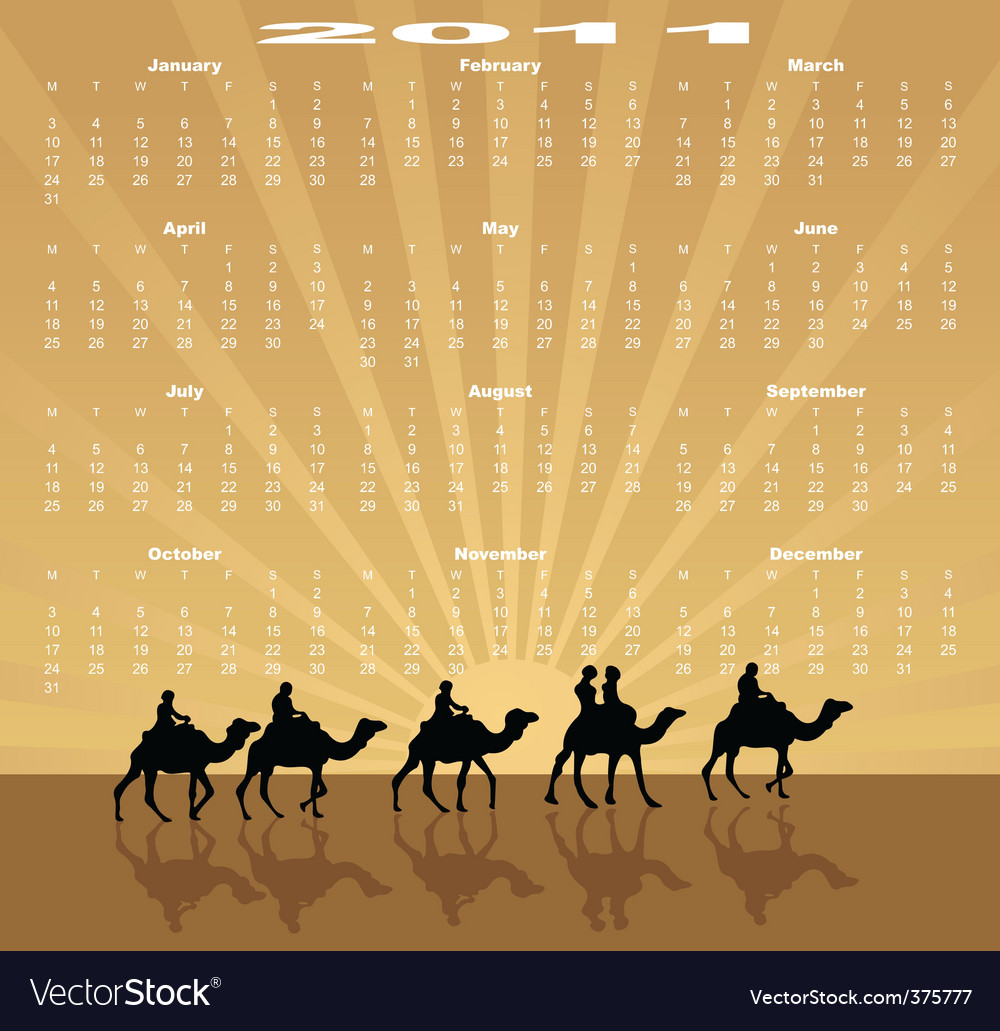 European calendar 2011 Royalty Free Vector Image